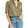 NYDJ Riley Elbow Sleeve Silk Top Women Tops 2 NYDJ Riley Elbow Sleeve Silk Top Women Tops -NYDJ Denim Haven 1411414077 RLLZ 1