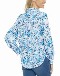 NYDJ Ruffle Neck Blouse Women Tops -NYDJ Denim Haven 1411535776 RLLZ 2