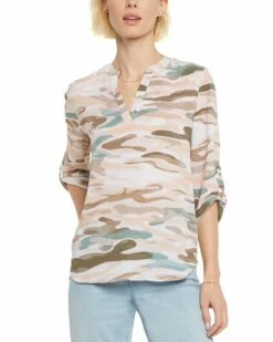 NYDJ Tab Sleeve Henley Women Tops
