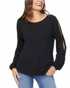 NYDJ Split Sleeve T-Shirt Women Tops